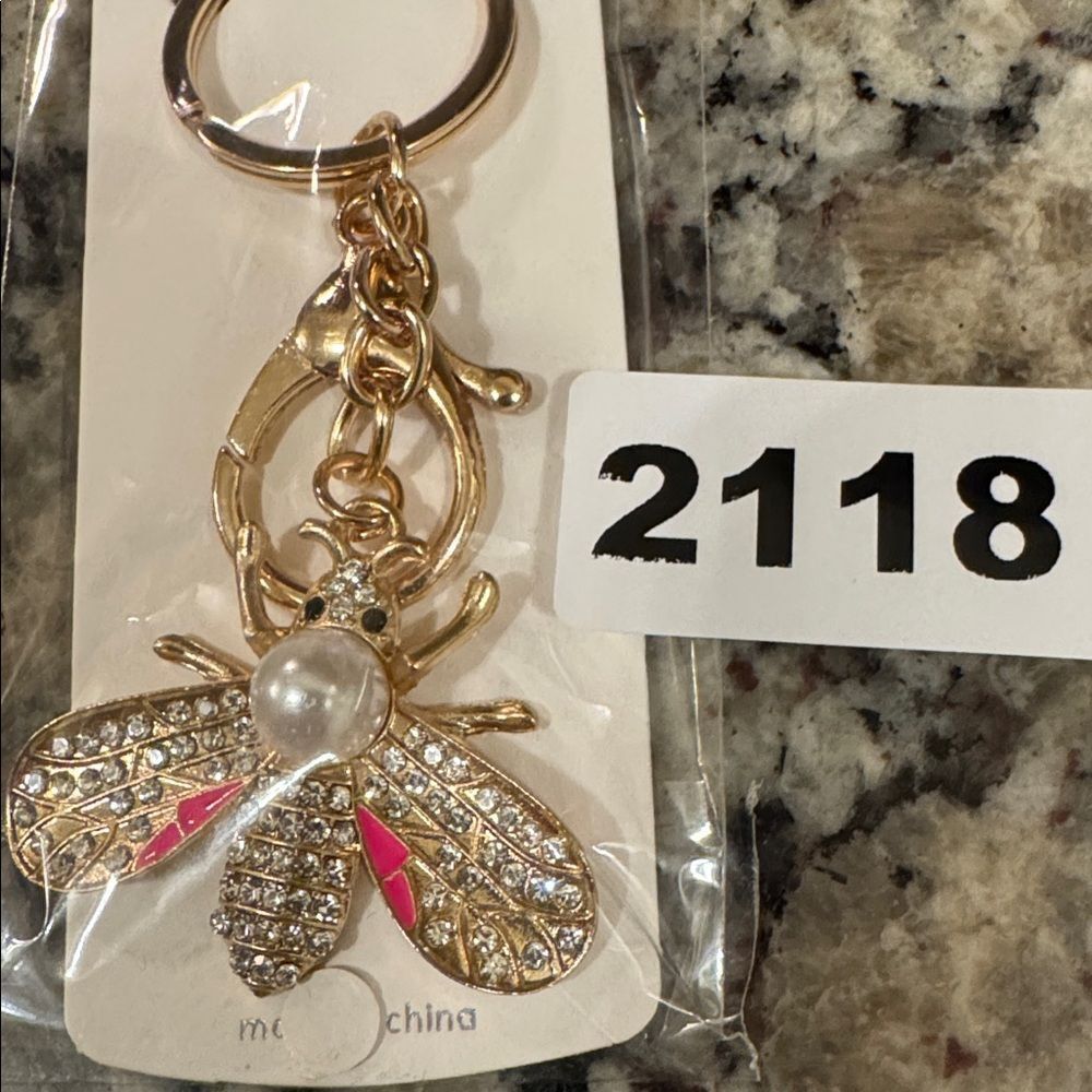 2118 Rhinestone, Bee Key Ring & Bag Charm